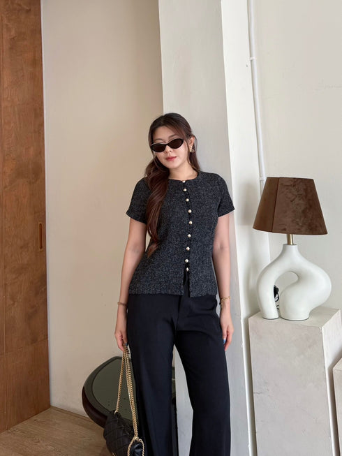 Women Elegant Tweed Tops With Pants Sets